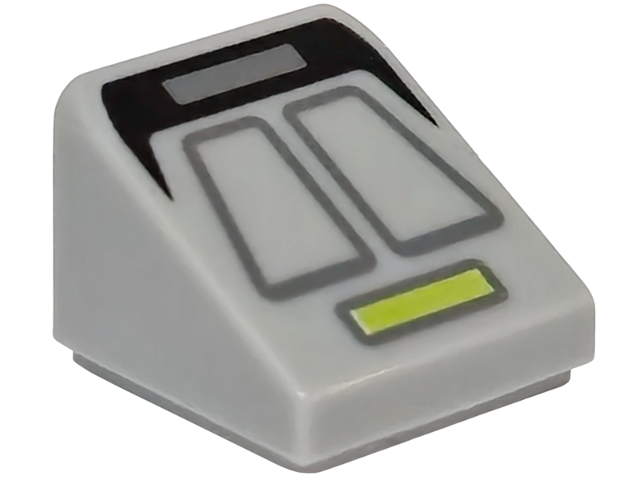 Slope 30 1 x 1 x 2/3 with Black Panel, Dark Bluish Gray Trapezoids, Rectangle and Lime Light Bar Pattern