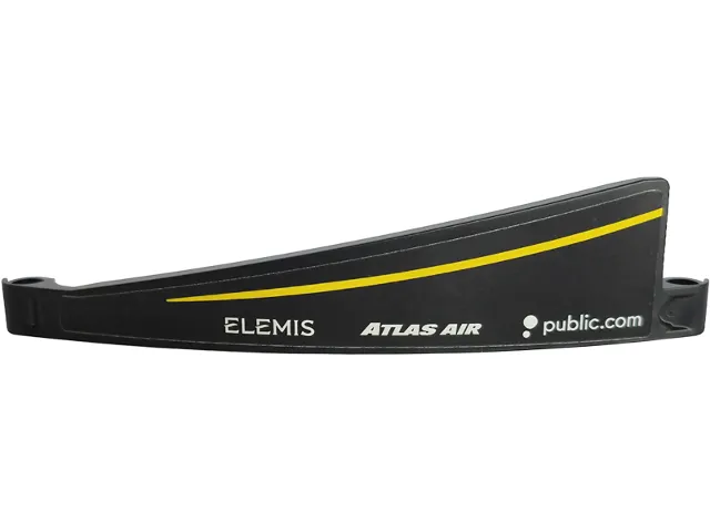 Technic, Panel Curved #53 3 x 13 Tapered Right with White 'public.com', 'ATLAS AIR', 'ELEMIS' and Yellow Stripe Pattern (Sticker) - Set 42240