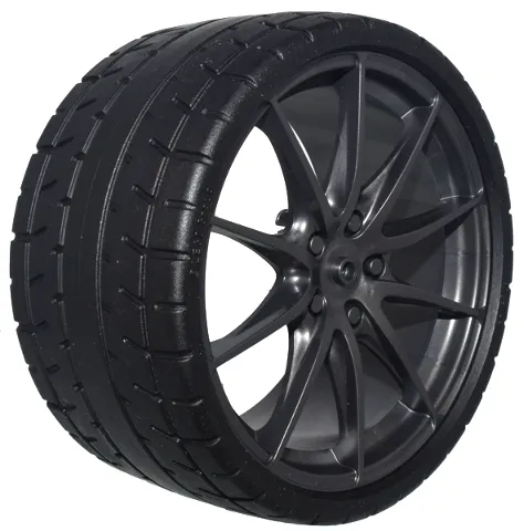 Wheel 75mm D. x 41mm Technic Racing Large, 10 Spokes with Black Tire 87.9 x 44 (5428 / 80279)