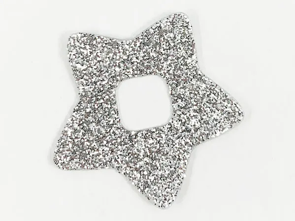 Clikits, Icon Accent Plastic Star 3 1/4 x 3 1/4 with Glued Silver Glitter Pattern