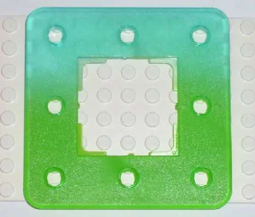 Clikits Frame, Square with 8 Holes with Color Graduating to Trans-Light Bright Green Pattern