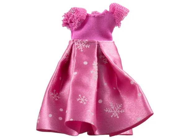 Belville, Clothes Dress (Child) Long, Short Net Sleeves, Pink Skirt with White Snowflake Pattern