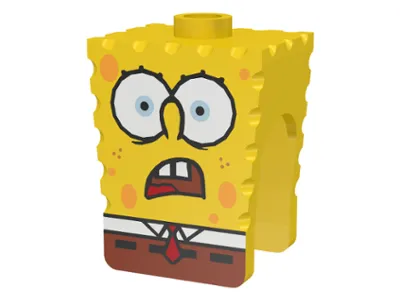 Minifigure, Head, Modified SpongeBob SquarePants with Open Downturned Mouth Pattern