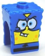 Minifigure, Head, Modified SpongeBob SquarePants with Super Hero Pattern
