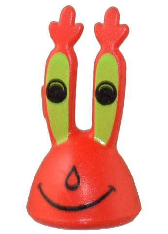 Minifigure, Head, Modified Mr. Krabs with Lime Eyes and Black Smile Pattern