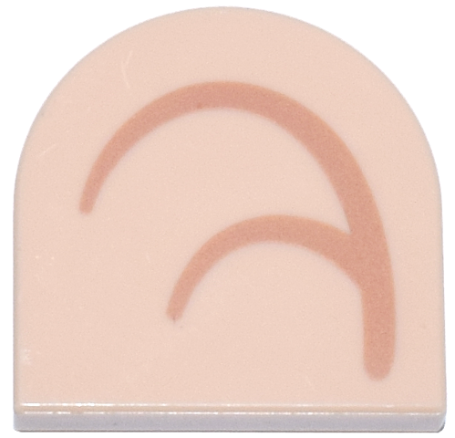 Tile, Round 2 x 2 Half Circle Extended with Medium Nougat Curved Lines Pattern Model Right Side (Super Mario Inner Ear)
