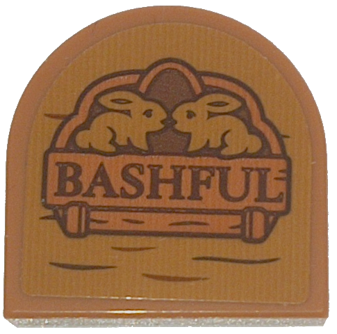 Tile, Round 2 x 2 Half Circle Extended with Wood Grain and 'BASHFUL' Pattern (Sticker) - Set 43242