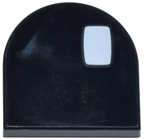 Tile, Round 2 x 2 Half Circle Extended with White Rectangle with Rounded Corners Pattern (How to Train Your Dragon Toothless Eye)