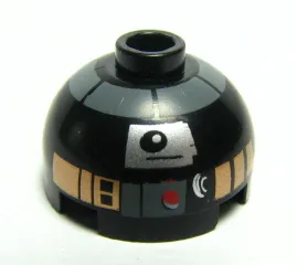 Brick, Round 2 x 2 Dome Top with Silver and Copper Pattern (R2-Q5 Droid)