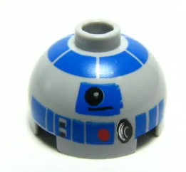 Brick, Round 2 x 2 Dome Top with Blue Pattern (R2-D2)