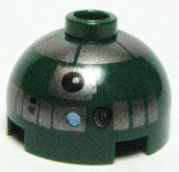 Brick, Round 2 x 2 Dome Top with SW Astromech Droid Dark Silver Panels, Bright Light Blue Dot Pattern