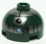 Brick, Round 2 x 2 Dome Top with SW Astromech Droid Dark Silver Panels, Bright Light Blue Dot Pattern
