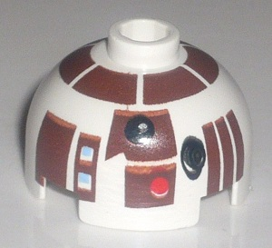Brick, Round 2 x 2 Dome Top with Reddish Brown Panels Pattern (R7-D4)