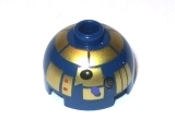 Brick, Round 2 x 2 Dome Top with Gold Pattern (R8-B7)