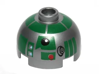 Brick, Round 2 x 2 Dome Top with Green Pattern (R3-D5)