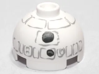 Brick, Round 2 x 2 Dome Top with Gray Lines and Coal Pieces Pattern (Snowman R2-D2)