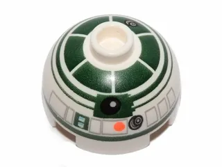 Brick, Round 2 x 2 Dome Top with Dark Green Pattern (R2-X2)