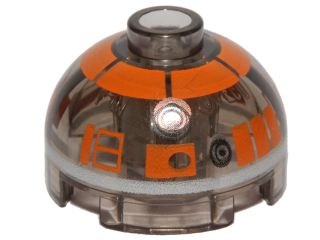 Brick, Round 2 x 2 Dome Top with Orange with Silver Band Around Dome Pattern (R3-S1)