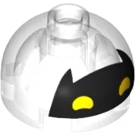 Brick, Round 2 x 2 Dome Top with Black Batgirl Mask with Pointed Ears and Yellow Eyes Pattern