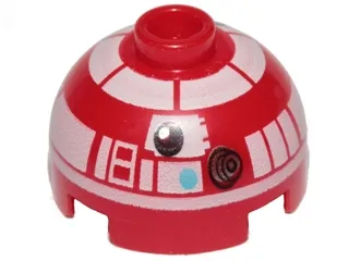 Brick, Round 2 x 2 Dome Top with White Pattern (R3-T2)