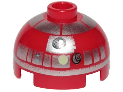 Brick, Round 2 x 2 Dome Top with Silver Band Around Dome, Lime Dot Pattern (Astromech Droid)
