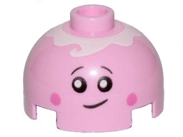 Brick, Round 2 x 2 Dome Top with Smile, Eyes with Pupils, Pink Cheeks and Icing Pattern