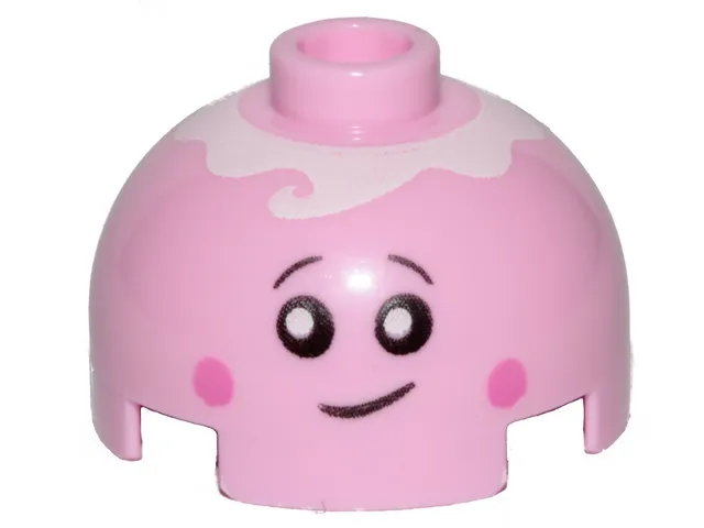 Brick, Round 2 x 2 Dome Top with Smile, Eyes with Pupils, Pink Cheeks and Icing Pattern