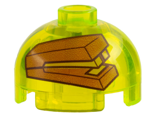 Brick, Round 2 x 2 Dome Top with Dark Orange Stapler in Jello Mold Pattern