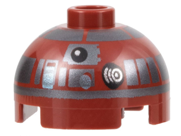 Brick, Round 2 x 2 Dome Top with Silver Panels and Black Photoreceptor Pattern (R4-P17)