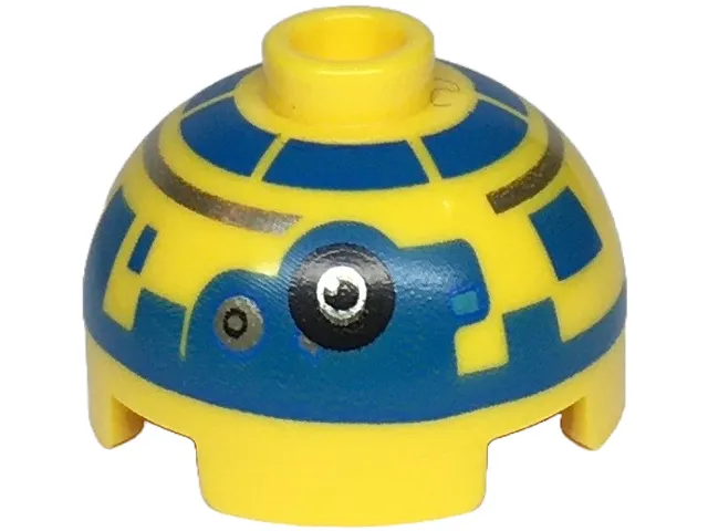 Brick, Round 2 x 2 Dome Top with SW New Republic Astromech Droid Blue and Silver Pattern