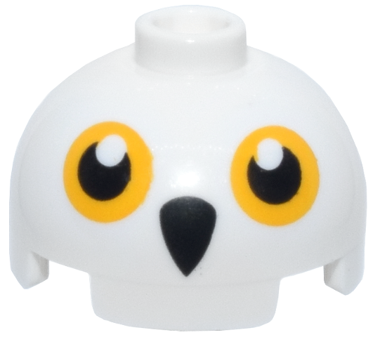 Brick, Round 2 x 2 Dome Top with Bright Light Orange Round Eyes and Black Owl Beak Pattern (HP Hedwig Head)