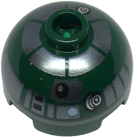 Brick, Round 2 x 2 Dome Top with SW Astromech Droid Dark Silver Panels and Band Around Dome, Bright Light Blue Dot Pattern