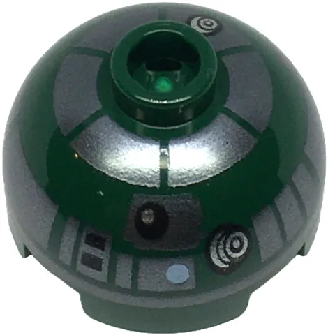 Brick, Round 2 x 2 Dome Top with SW Astromech Droid Dark Silver Panels and Band Around Dome, Bright Light Blue Dot Pattern