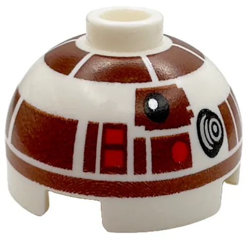 Brick, Round 2 x 2 Dome Top with Reddish Brown Panels and Band Around Dome Pattern (R7-D4)