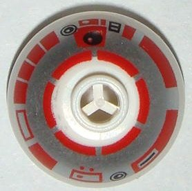 Brick, Round 2 x 2 Dome Top with Silver and Red Pattern (SW R5-D4) - 6 Arcs on Top