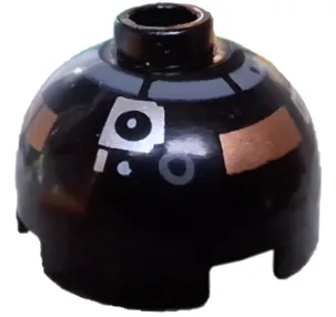 Brick, Round 2 x 2 Dome Top with Silver and Copper Pattern (R2-D5)
