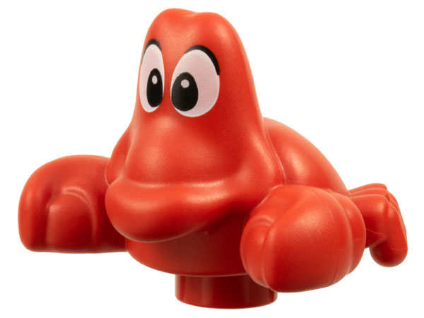 Duplo Crab with White Eyes, Black Pupils and Eyelids Pattern (Sebastian)