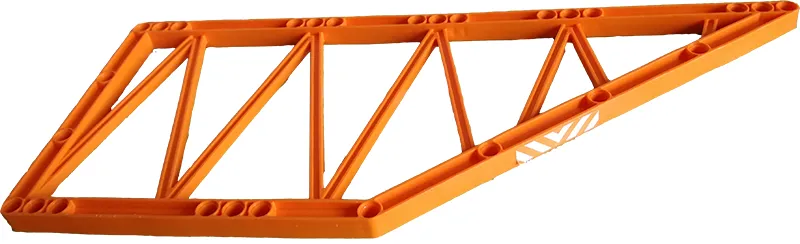 Technic, Liftarm, Modified Frame Trapezoid Thick 31 x 13 Girder Center with Orange and White Danger Stripes Pattern (Sticker) - Set 4210