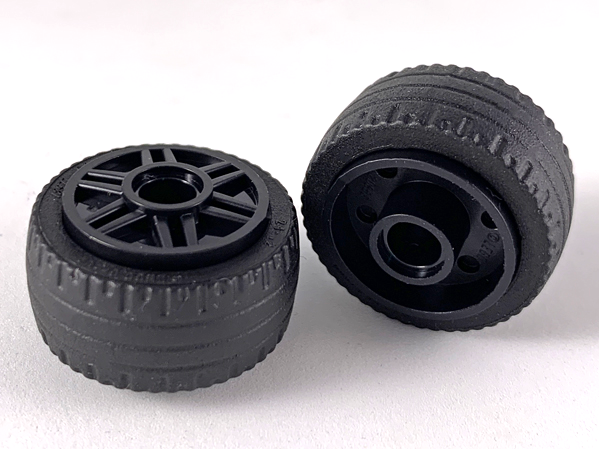 Wheel 18mm D. x 14mm with Pin Hole, Fake Bolts and Shallow Spokes with Black Tire 24 x 12 Low (55981 / 18977)