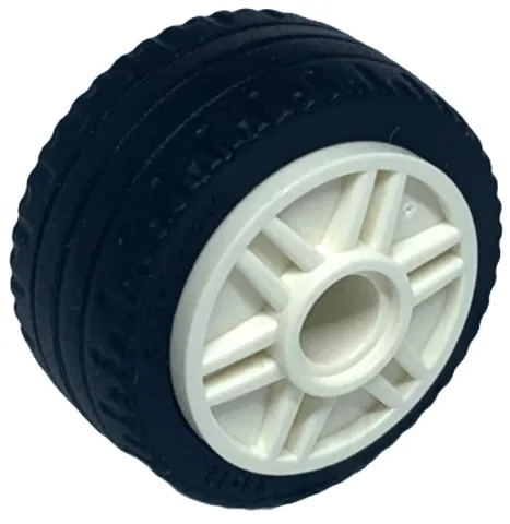 Wheel 18mm D. x 14mm with Pin Hole, Fake Bolts and Shallow Spokes with Black Tire 24 x 12 Low (55981 / 18977)