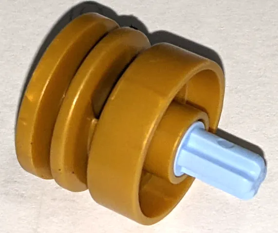 Wheel 18mm D. x 14mm with Pin Hole, Fake Bolts and Shallow Spokes with Fixed Rotatable Bright Light Blue Technic, Axle 1L with Pin without Friction Ridges with Squared Hole (55981 / 5794)