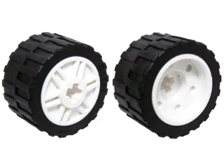 Wheel 18mm D. x 14mm with Axle Hole, Fake Bolts and Shallow Spokes with Black Tire 24 x 14 Shallow Tread - Band Around Center of Tread (55982 / 89201)