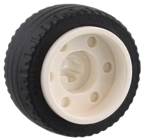 Wheel 18mm D. x 14mm with Axle Hole, Fake Bolts and Shallow Spokes with Black Tire 24 x 12 Low (55982 / 18977)