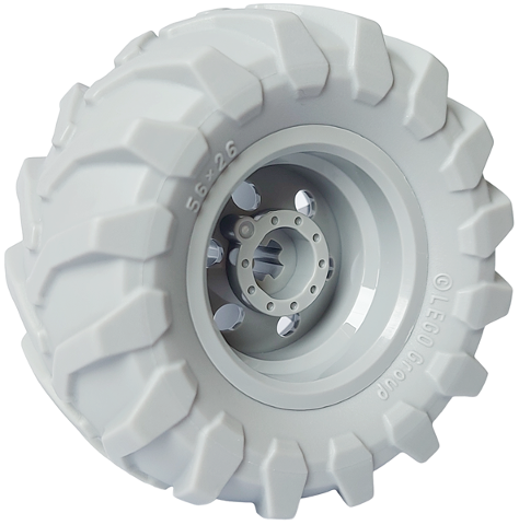 Wheel 30.4mm D. x 20mm with No Pin Holes and Reinforced Rim with Light Bluish Gray Tire 56 x 26 Tractor (56145 / 70695)