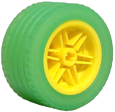 Wheel 30.4mm D. x 20mm with No Pin Holes and Reinforced Rim with Trans-Bright Green Tire 43.2 x 22 ZR (56145 / 44309)