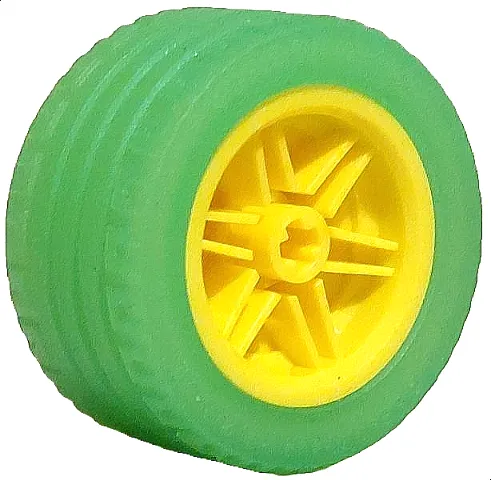 Wheel 30.4mm D. x 20mm with No Pin Holes and Reinforced Rim with Trans-Bright Green Tire 43.2 x 22 ZR (56145 / 44309)