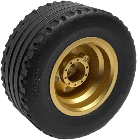 Wheel 30.4mm D. x 20mm with No Pin Holes and Reinforced Rim with Black Tire 49.5 x 22 Technic Straight Tread (56145 / 7653)