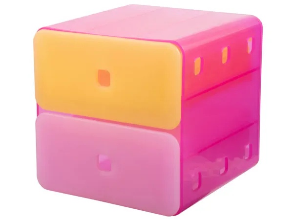 Clikits Container, Drawer Unit with 12 Holes with Trans-Light Orange Drawer with Hole and Trans-Pink Drawer with Hole (clikits181 / clikits182)