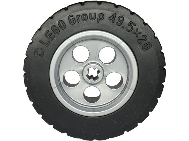 Wheel 30.4mm D. x 20mm with 5 Holes with Black Tire 49.5 x 20 (5650 / 15413)