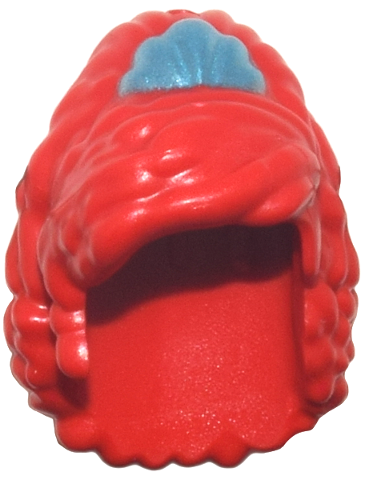 Mini Doll, Hair Female Long Curly, Swept over Front with Metallic Light Blue Shell Pattern